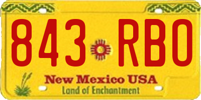 NM license plate 843RBO