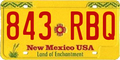 NM license plate 843RBQ