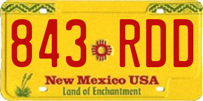 NM license plate 843RDD
