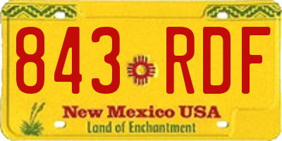 NM license plate 843RDF
