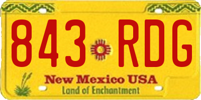 NM license plate 843RDG