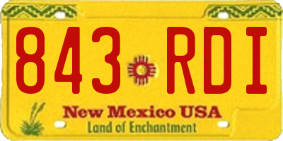 NM license plate 843RDI