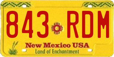 NM license plate 843RDM