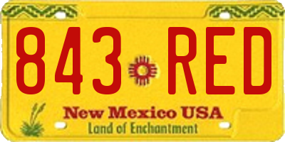 NM license plate 843RED