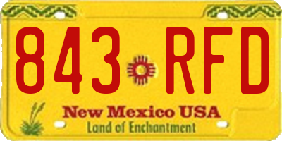 NM license plate 843RFD