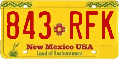 NM license plate 843RFK