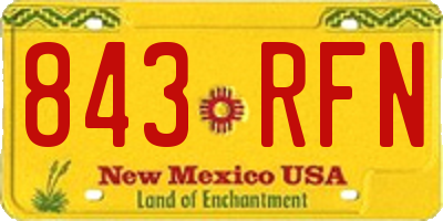 NM license plate 843RFN