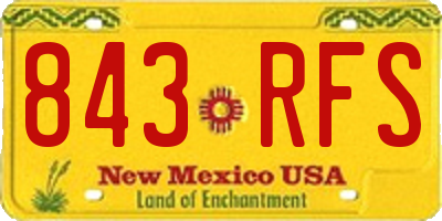 NM license plate 843RFS