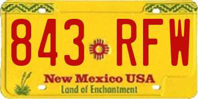 NM license plate 843RFW