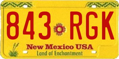 NM license plate 843RGK