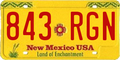 NM license plate 843RGN