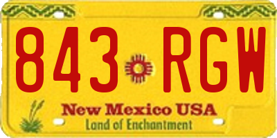 NM license plate 843RGW