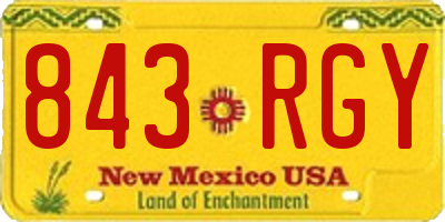 NM license plate 843RGY