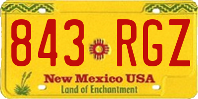 NM license plate 843RGZ