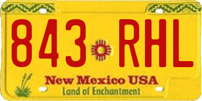 NM license plate 843RHL