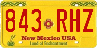 NM license plate 843RHZ