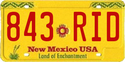 NM license plate 843RID