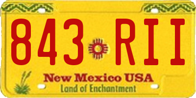 NM license plate 843RII