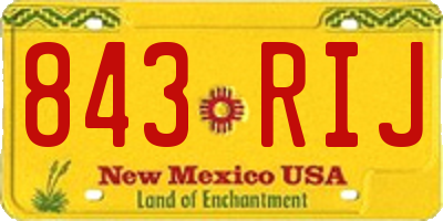 NM license plate 843RIJ