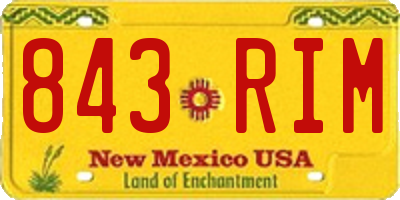 NM license plate 843RIM