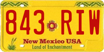 NM license plate 843RIW
