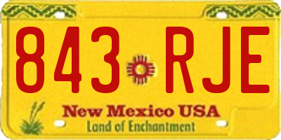 NM license plate 843RJE