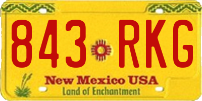 NM license plate 843RKG