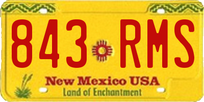 NM license plate 843RMS