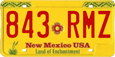NM license plate 843RMZ