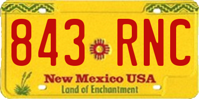 NM license plate 843RNC