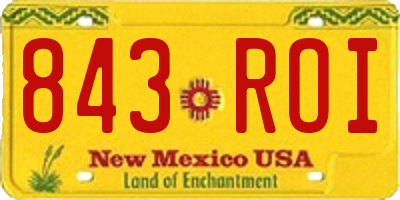 NM license plate 843ROI