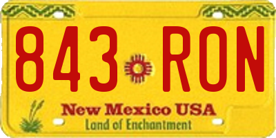 NM license plate 843RON