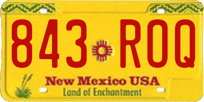 NM license plate 843ROQ