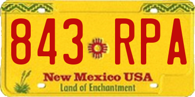 NM license plate 843RPA