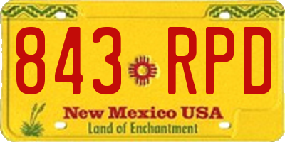 NM license plate 843RPD
