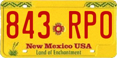 NM license plate 843RPO