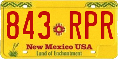 NM license plate 843RPR