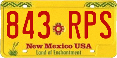 NM license plate 843RPS
