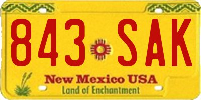NM license plate 843SAK