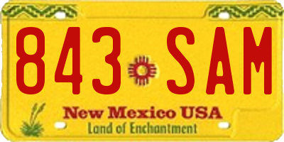 NM license plate 843SAM