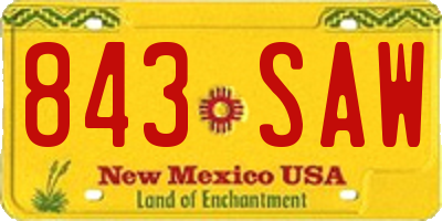 NM license plate 843SAW
