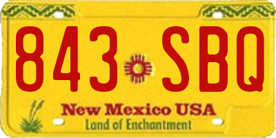 NM license plate 843SBQ