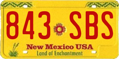 NM license plate 843SBS