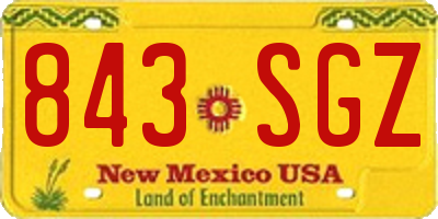 NM license plate 843SGZ