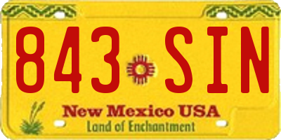 NM license plate 843SIN