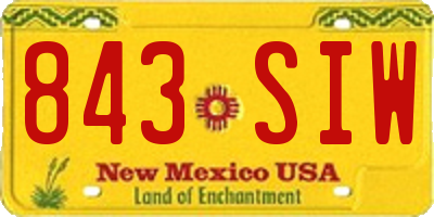 NM license plate 843SIW