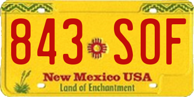 NM license plate 843SOF