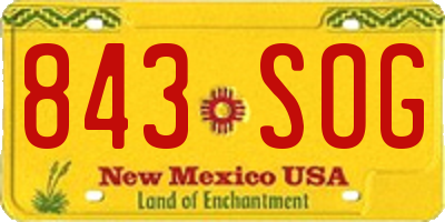 NM license plate 843SOG