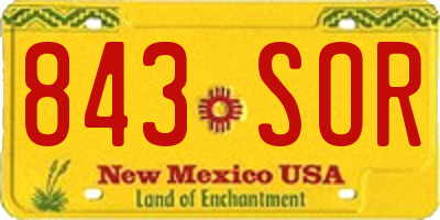 NM license plate 843SOR