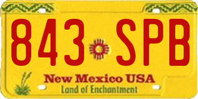 NM license plate 843SPB
